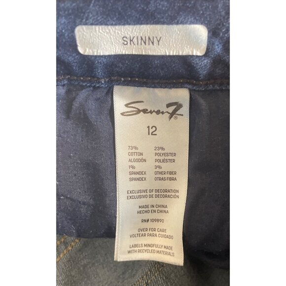 Seven7 Jeans Womens Size 12 Blue Dark Wash High Rise Skinny Stretch Five Pocket - Picture 7 of 8